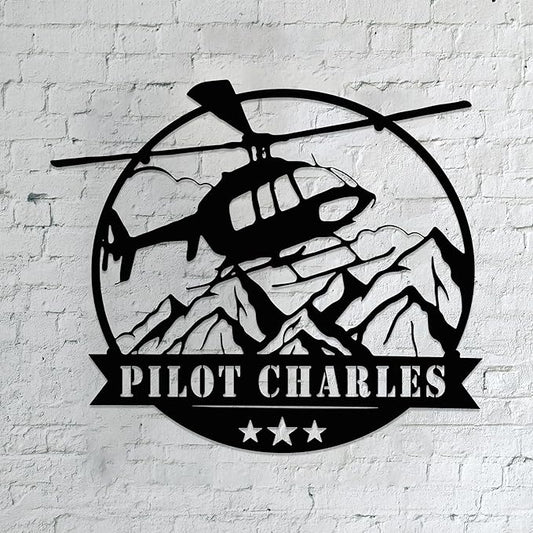 Personalized Metal Airplane Wall Art, Airplane Name Sign, Customized Pilot Name by Unknown