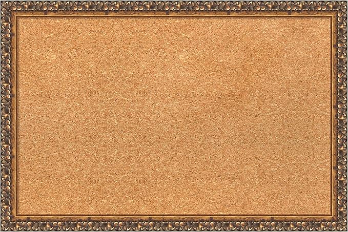 Amanti Art Natural Cork Board for Wall, 16x24 Vision Board with Bronze Frame, Small Corkboard Office Decor for Home Organization, Traditional Corkboard Pinboard to Display Items for Home Organization-DeskLoop Office