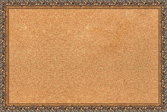 Amanti Art Natural Cork Board for Wall, 16x24 Vision Board with Bronze Frame, Small Corkboard Office Decor for Home Organization, Traditional Corkboard Pinboard to Display Items for Home Organization-DeskLoop Office