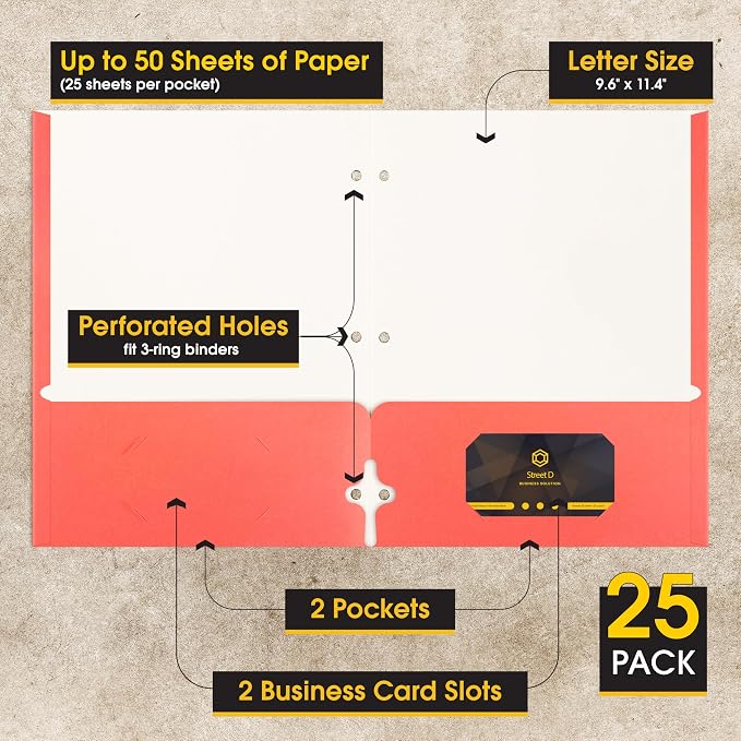 2 Pocket Portfolio Folders, 25 Pack, Trendy Cool Colors, Fits Letter Size Paper - Image 2