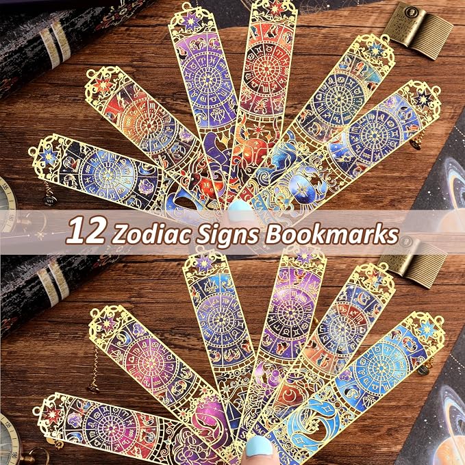 12 PCS Zodiac Theme Metal Bookmark - Image 3