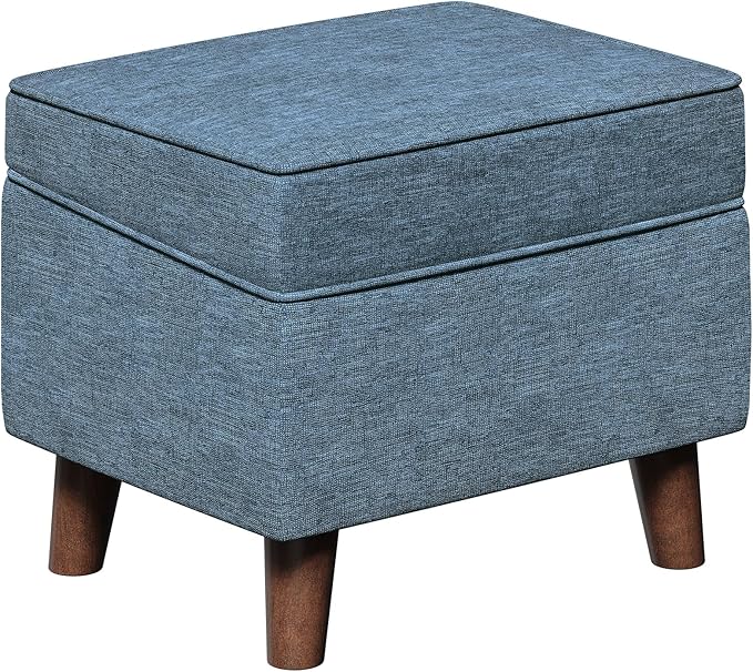 Foot Rest with Adjustable Cover, Storage Ottoman Dorm, Footstool and Sitting Stool, Ottoman Foot Stools for Living Room, Bedroom, Dorm, Blue-DeskLoop Office