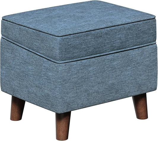 Foot Rest with Adjustable Cover, Storage Ottoman Dorm, Footstool and Sitting Stool, Ottoman Foot Stools for Living Room, Bedroom, Dorm, Blue-DeskLoop Office