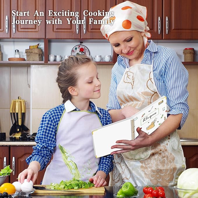 Blank Recipe Book to Write in Your Own Recipes, Blank Cookbook with 175 Pages for Family Cooking Lover, Recipe Notebook with Tab Sticker Sheets, Recipe Journal, Hardcover, 7.5" x 9.5"-DeskLoop Office