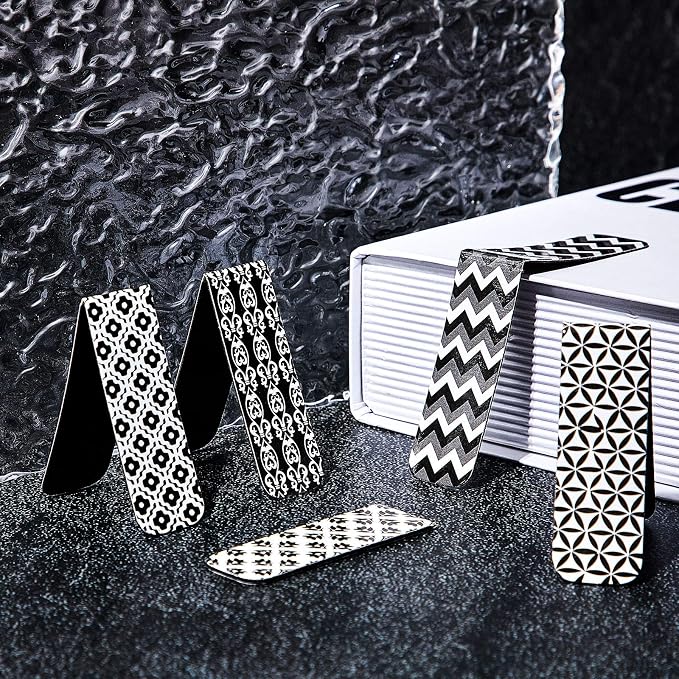 Zonon 24 Pcs Magnetic Bookmarks Bulk Clips Black White Classic Magnetic Page - Image 7