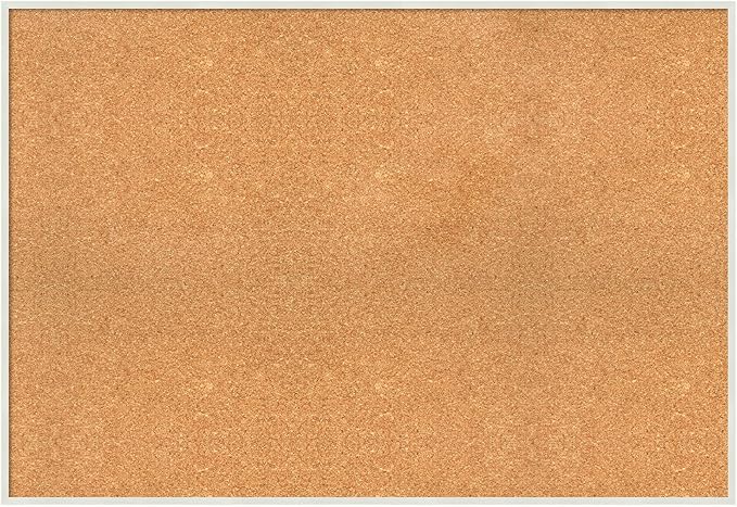 Amanti Art Natural Cork Board for Wall, 27x39 Vision Board with White Frame, Large Corkboard Office Decor for Home Organization, Modern Corkboard Pinboard to Display Items for Home Organization in-DeskLoop Office
