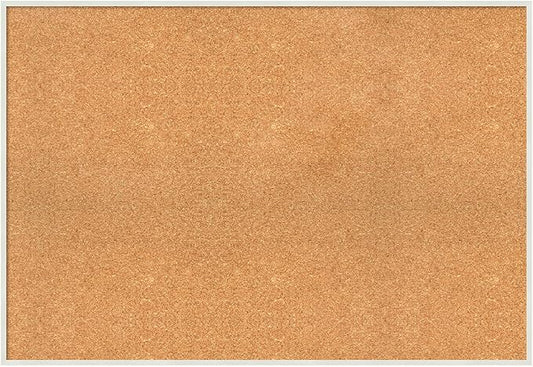 Amanti Art Natural Cork Board for Wall, 27x39 Vision Board with White Frame, Large Corkboard Office Decor for Home Organization, Modern Corkboard Pinboard to Display Items for Home Organization in-DeskLoop Office