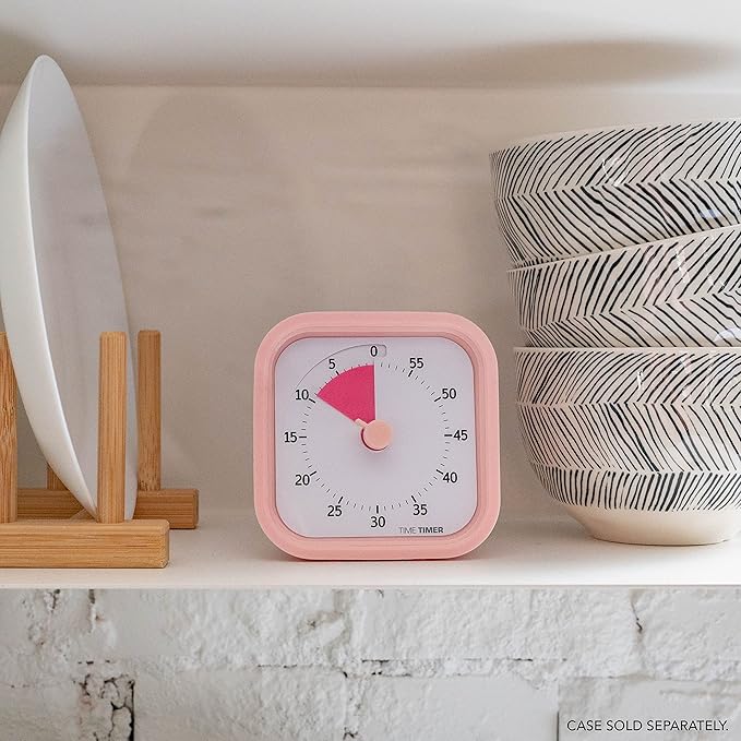 TIME TIMER Home MOD - 60 Minute Kids Visual Timer Home Edition - for Homeschool Supplies Study Tool, Timer for Kids Desk, Office Desk and Meetings with Silent Operation (Peony Pink)-DeskLoop Office