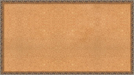 Amanti Art Natural Cork Board for Wall, 26x46 Vision Board with Bronze Frame, Oversize Corkboard Office Decor for Home Organization, Traditional Corkboard Pinboard to Display Items for Home-DeskLoop Office