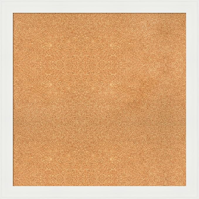 Amanti Art Natural Cork Board for Wall, 31x31 Vision Board with White Frame, Large Corkboard Office Decor for Home Organization, Casual Corkboard Pinboard to Display Items for Home Organization in-DeskLoop Office