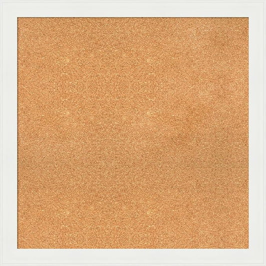 Amanti Art Natural Cork Board for Wall, 31x31 Vision Board with White Frame, Large Corkboard Office Decor for Home Organization, Casual Corkboard Pinboard to Display Items for Home Organization in-DeskLoop Office