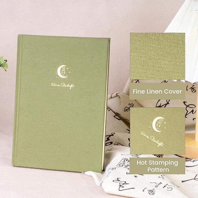 CAGIE Lined Journal Notebook for Women Men, A5 Hardcover Linen Journals For Writing 256 Pages, Aesthetic Womens Diary, Gifts 8.3'' x 5.7'' Olive-DeskLoop Office