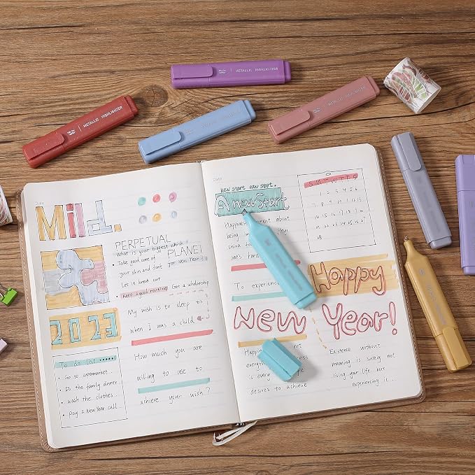 Mr. Pen- Glitter Highlighters, 8 Pack, Metallic Colors | Chisel Tip Highlighter - Image 3