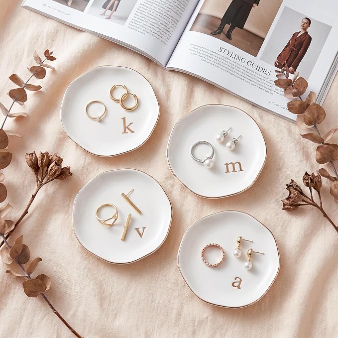 Ceramic Jewelry Tray, Personalized Initial Jewelry Dish - Image 3