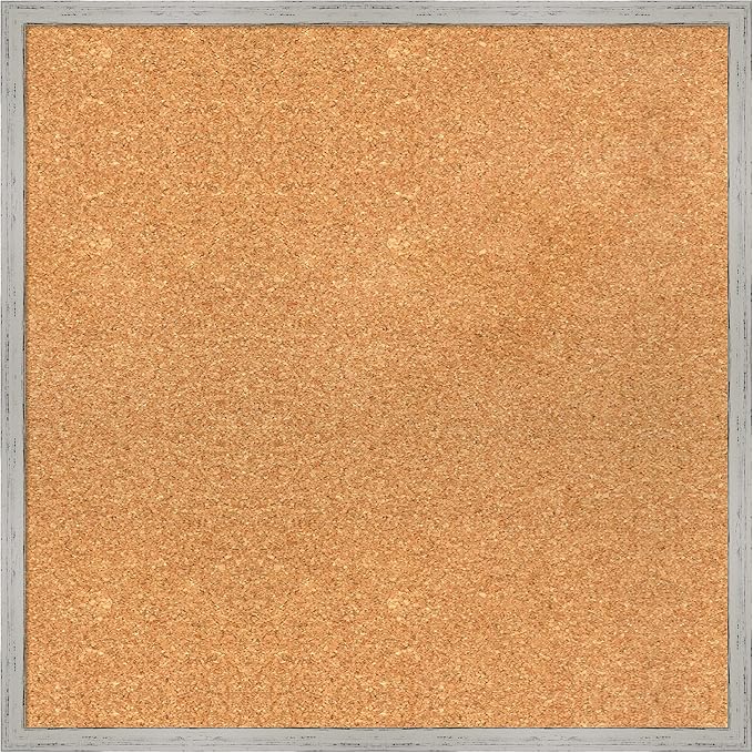 Amanti Art Natural Cork Board for Wall, 23x23 Vision Board with White Frame, Medium Corkboard Office Decor for Home Organization, Cottage Corkboard Pinboard to Display Items for Home Organization in-DeskLoop Office