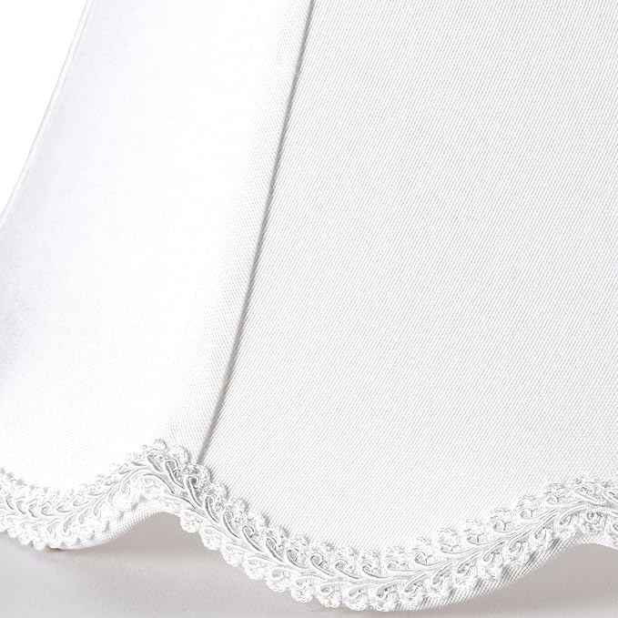GOSO Bell Lamp Shades Set of 2 Medium Off White, Scalloped Lamp Shade - Image 3