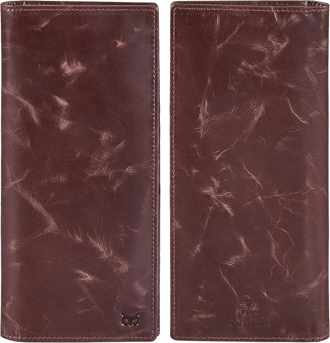 Long Wallet for Men Women Real Leather Bifold RFID Stylish Slim Handmade 2 ID - Image 5
