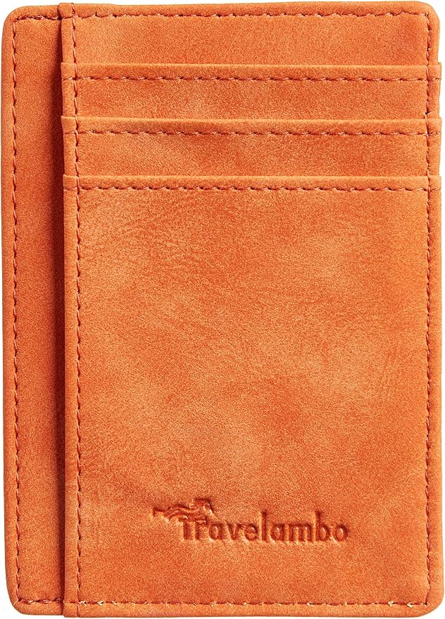 Travelambo Slim Wallet Front Pocket Minimalist Leather RFID Blocking Medium Size - Image 4