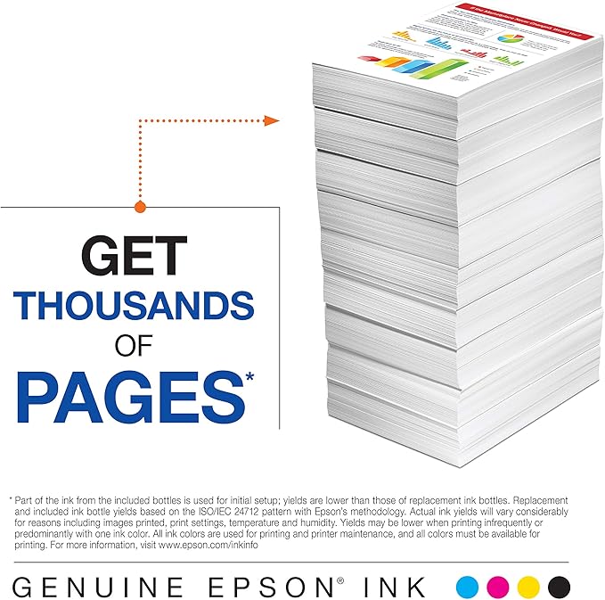 Epson EcoTank Pro ET-5850 Wireless Color All-in-One Supertank Printer, White & T522 EcoTank Ink Ultra-high Capacity Bottle Color Combo Pack (T522520-S)-DeskLoop Office