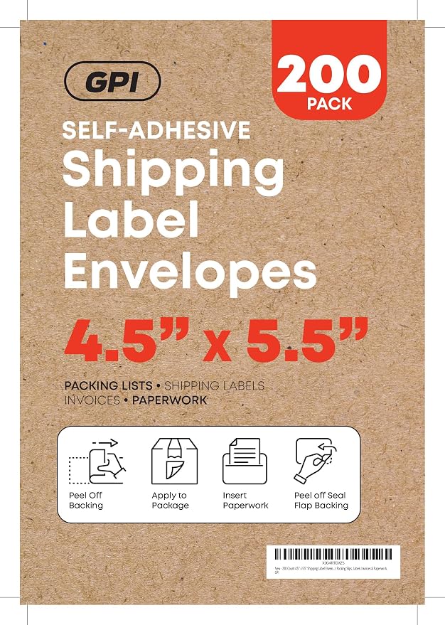 2000 Count 4.5" x 5.5" Shipping Label Envelopes, Top Loading - Image 2