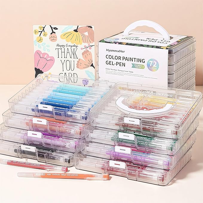 Colored Gel Pens Set, 0.6mm Fine Point for Black & White Paper, Cute Pens for Journaling, Adult Coloring Books, Bible, Drawing, Note Taking, School & Journaling Supplies (72 Advanced Colors)-DeskLoop Office
