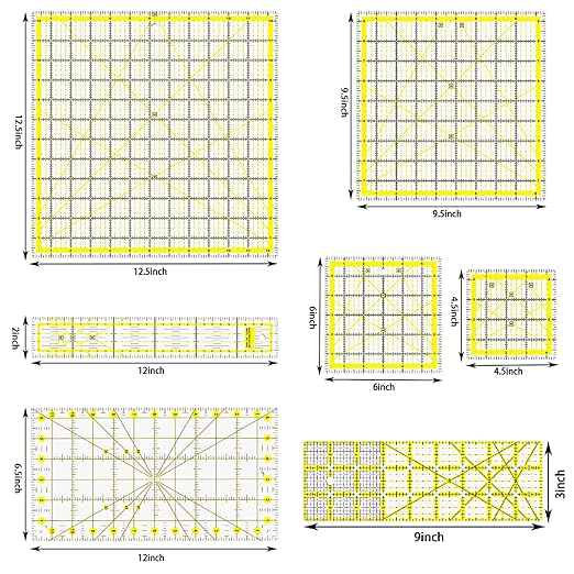 Quilting Rulers, 7 Piece Acrylic Ruler, Fabric Cutting Ruler, Sewing & Quilting - Image 2
