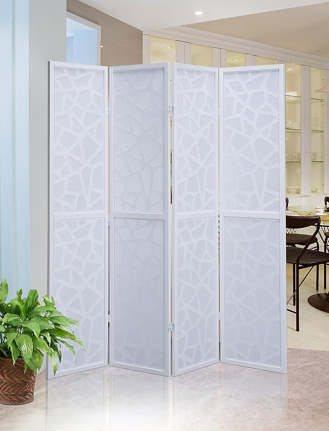 NicBex Room Divider 4 Panel Room Dividers with Paper-Looking Partition Room Dividers and Folding Privacy Screens Wall Divider for Home, Office, Room Separation,70" W x 1" D x 70" H, White-DeskLoop Office