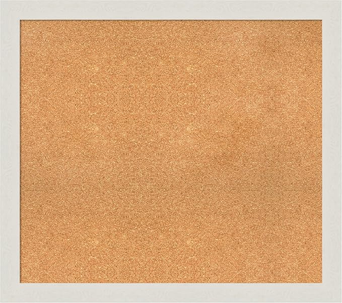Amanti Art Natural Cork Board for Wall, 31x35 Vision Board with White Frame, Large Corkboard Office Decor for Home Organization, Country Rustic Corkboard Pinboard to Display Items for Home-DeskLoop Office