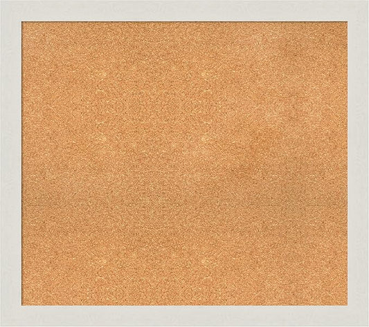 Amanti Art Natural Cork Board for Wall, 31x35 Vision Board with White Frame, Large Corkboard Office Decor for Home Organization, Country Rustic Corkboard Pinboard to Display Items for Home-DeskLoop Office