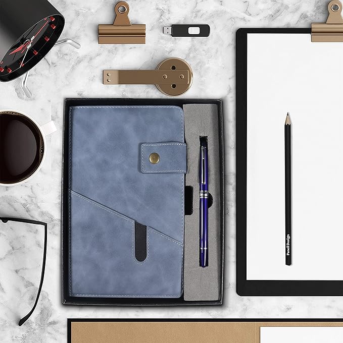 A5 Lined Leather Journal Notebook,Hardcover Journal Set with Pen and Gift Box,100Pages 100gsm Thick Ruled Paper Daily Diary for Men Women School,Travel,Business,Work,Writing 5.9" X 8.4"-DeskLoop Office