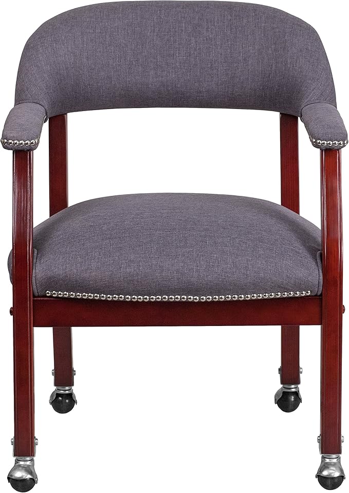 EMMA + OLIVER Gray Fabric Luxurious Conference Chair with Casters-DeskLoop Office