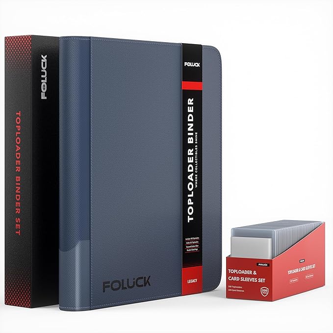 Foluck 9 Pocket Top Loader Binder, Holds 252 Toploaders, Side-Loading Trading by Foluck