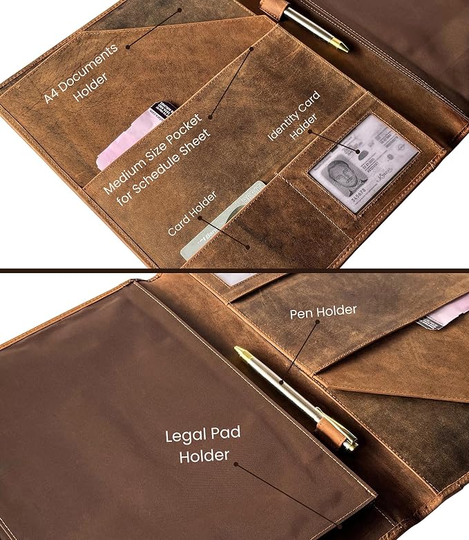 Leather Business Portfolio by Rustic Town | A4 Conference Folder Gift - Image 3