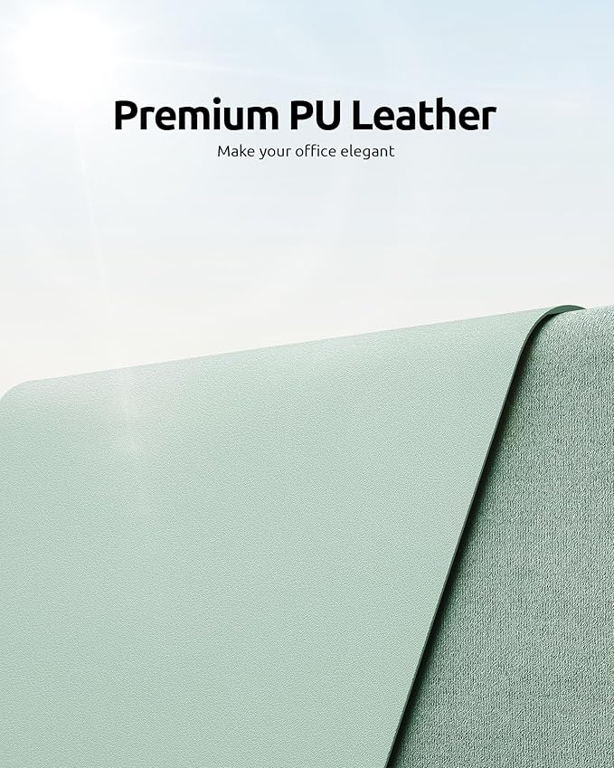 YSAGi Leather Desk Protector, Office Mat, Large Mouse Mat, Non-Slip PU Leather Blotter, Laptop Pad, Waterproof Writing Pad for Office and Home (Pale Green, 31.5" x 15.8")-DeskLoop Office