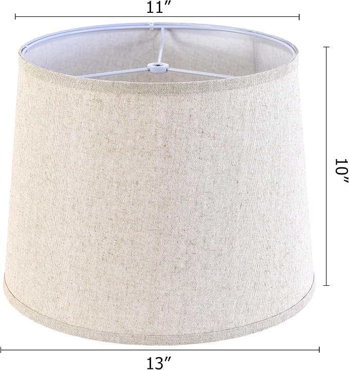 Beige Fabric Lamp Shade Set of 2 Medium Lamp Shades-11"×13"×10" Inch, - Image 2
