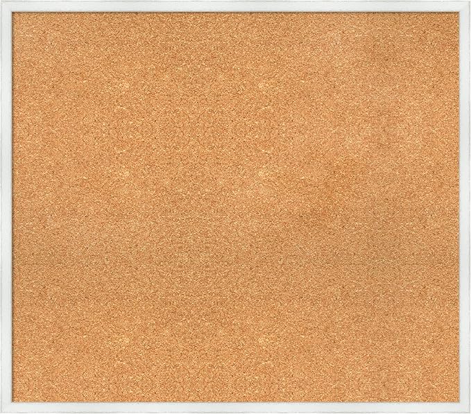 Amanti Art Natural Cork Board for Wall, 29x33 Vision Board with White Frame, Large Corkboard Office Decor for Home Organization, Country Rustic Corkboard Pinboard to Display Items for Home-DeskLoop Office