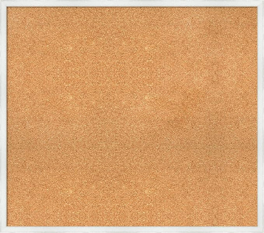 Amanti Art Natural Cork Board for Wall, 29x33 Vision Board with White Frame, Large Corkboard Office Decor for Home Organization, Country Rustic Corkboard Pinboard to Display Items for Home-DeskLoop Office