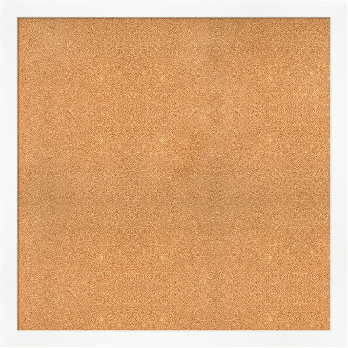 Amanti Art Natural Cork Board for Wall, 39x39 Vision Board with White Frame, Oversize Corkboard Office Decor for Home Organization, Modern Corkboard Pinboard to Display Items for Home Organization in-DeskLoop Office