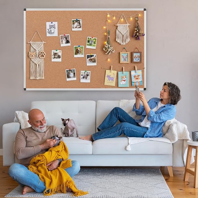 Large Cork Bulletin Board 60" X 48", Wall Mounted Notice Pin Board - Image 7