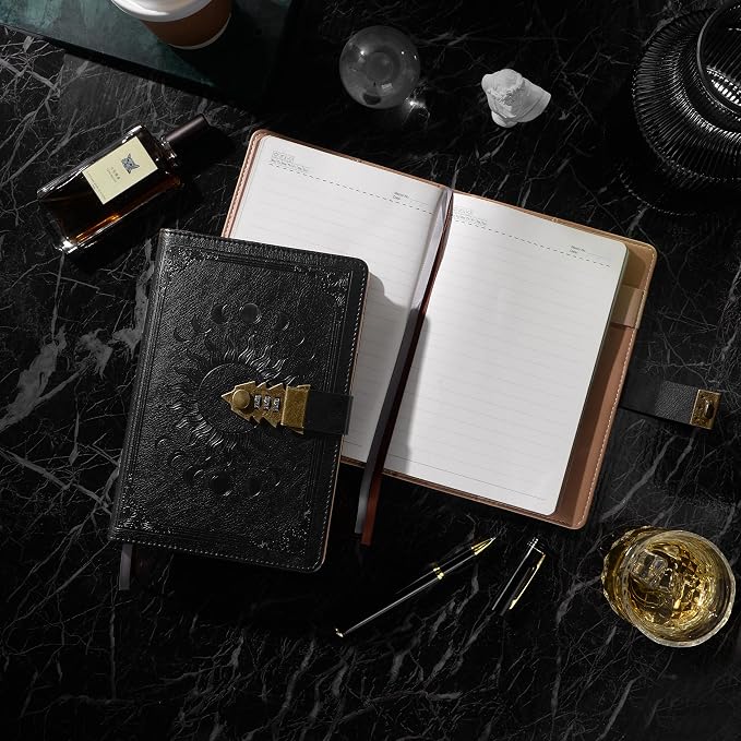 ZXHQ A5 Journal with lock, 120Gsm 224 Pages Lock Diary, Pen Set, Refillable - Image 3