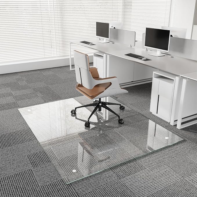 Koonmi Chair Mat for Carpet, Tempered Glass 48"x72" Office Chair Mat, Glass - Image 8