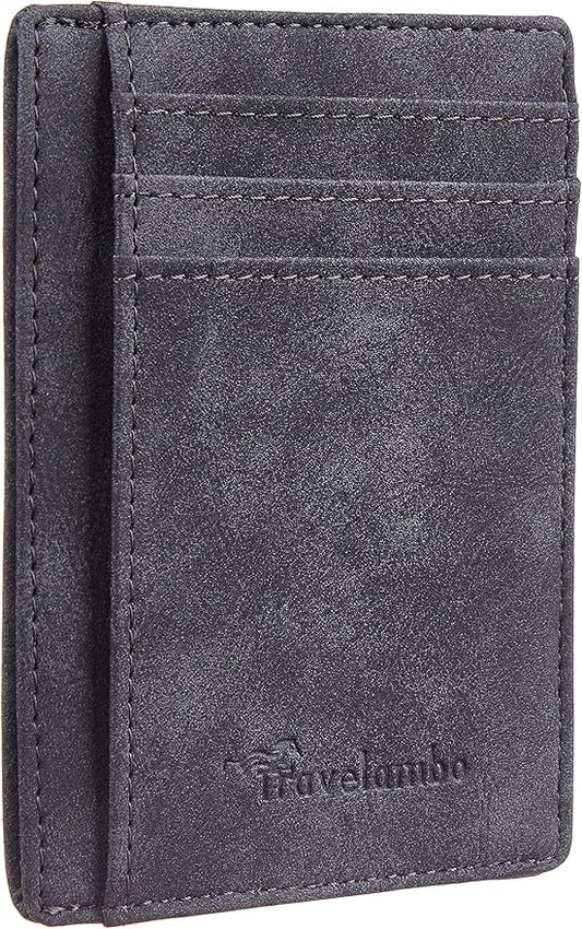 Travelambo Slim Wallet Front Pocket Minimalist Leather RFID Blocking Medium Size by Travelambo