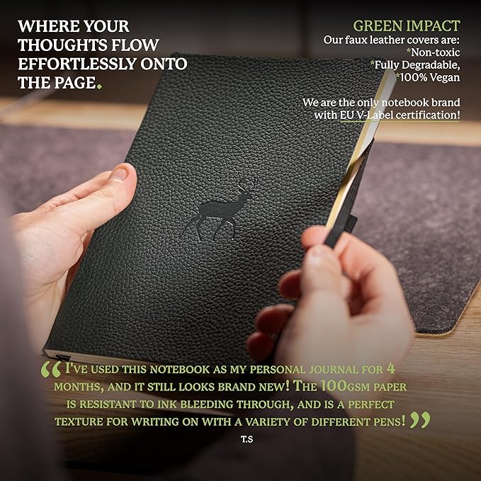 Dingbats* Wildlife Lined Writing Journal Notebook A5 - Vegan Leather Softcover - Ideal for Work, Travel - Pocket, Elastic Closure, & Bookmark-DeskLoop Office