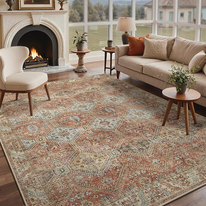 GENIMO 6x9 Area Rugs for Living Room, Machine Washable Non Slip Rugs, Low Pile - Image 2