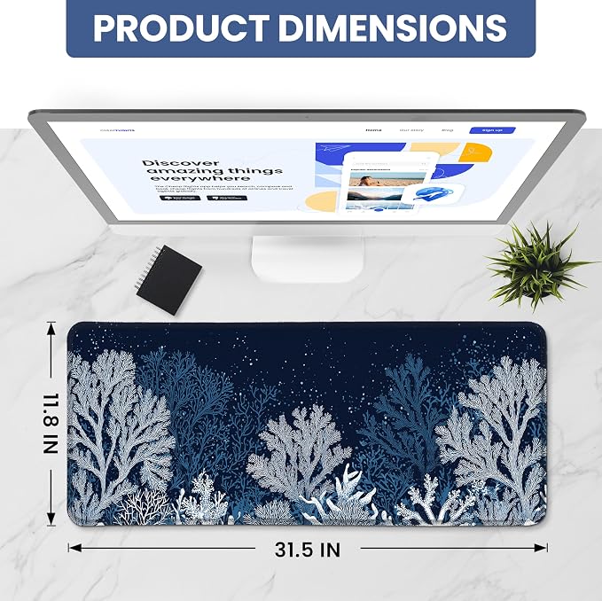 Aesthetic Desk Mat, Cute Ocean Reef Desk Pad Protector - Image 2