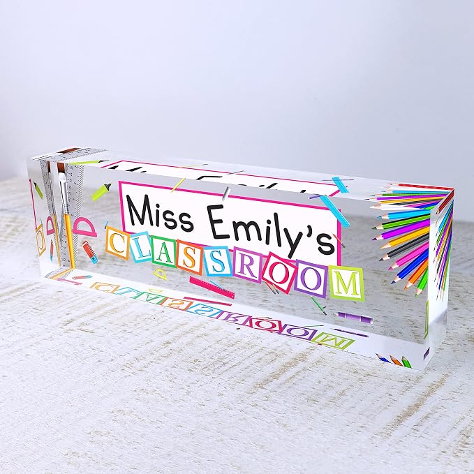 Artblox Acrylic Name Plate, Personalized Teacher Desk Sign, Modern Signage - Image 2
