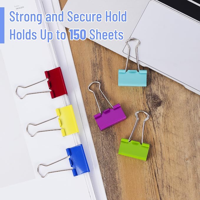 Mr. Pen- Binder Clips, 1.25 inch, 25 Pack | Colored Colored Binder Paper Clips - Image 3