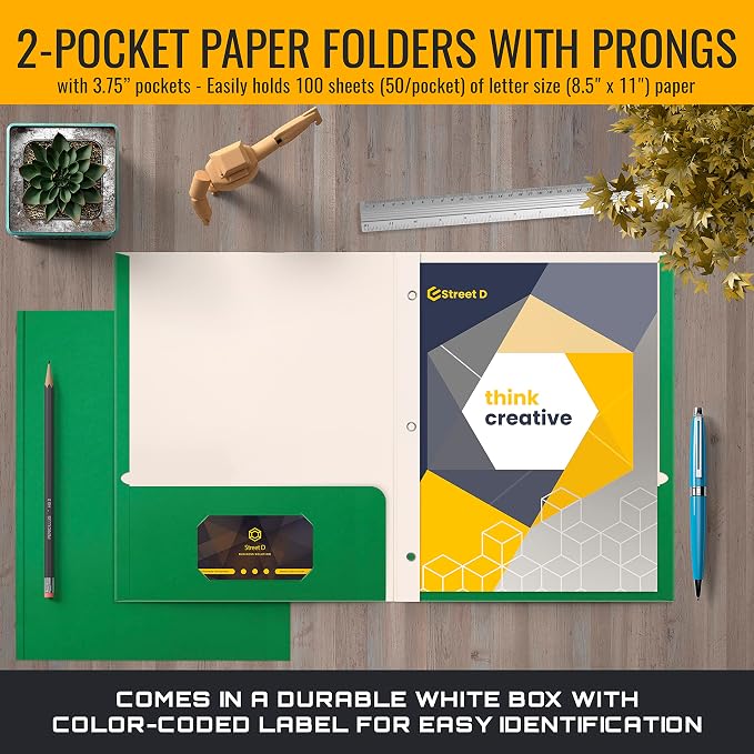 Better Office Products Green Paper 2 Pocket Folders - Image 2