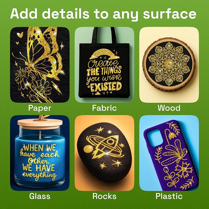 ARTISTRO 2 Glitter Gold Acrylic Paint Markers - Image 3