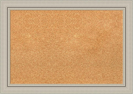 Amanti Art Natural Cork Board for Wall, 20x28 Vision Board with Silver Wood Frame, Medium Corkboard Office Decor for Home Organization, Casual Corkboard Pinboard to display items for home organization-DeskLoop Office